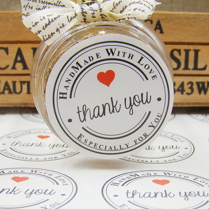 300PCS white Paper Thank You Sticker Labels 3.5cm Round Stickers Self