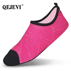 Дешевая QEJEVI обувь для водных видов спорта для женщин и мужчин Aqua Barefoot летняя пляжная обувь с морской прибой для плавания прогулочная Обувь