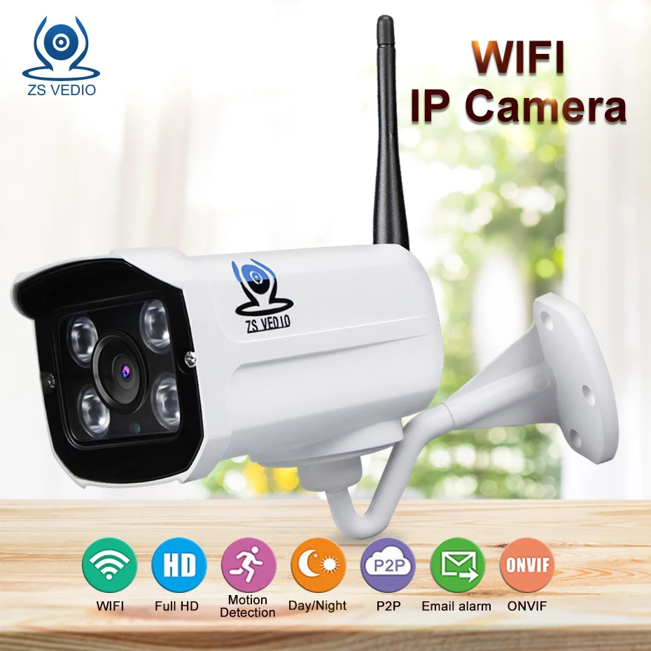 ZSVEDIO Surveillance Cameras Alarm System HD IP Camera CCTV Camera WIFI IP Cameras Wi Fi Waterproof