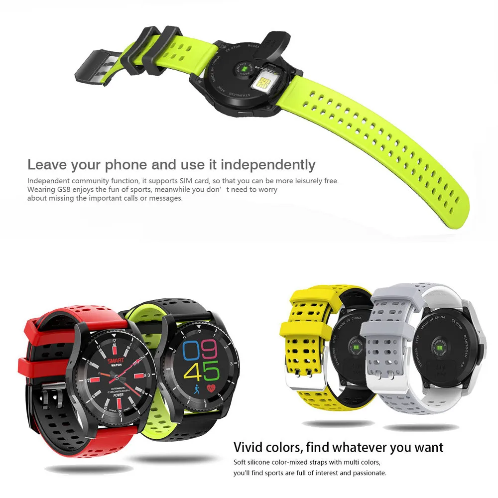 Fashion 100% brand new and high quality GS8 Waterproof GPS Smart Watch Blood Pressure Heart Rate Wristwatch for Android/IOS