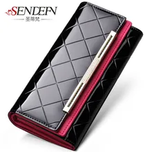 Sendefn lady party clutch leather large capacity long card holder bag women’s wallet of woman designer brand portfolios purse