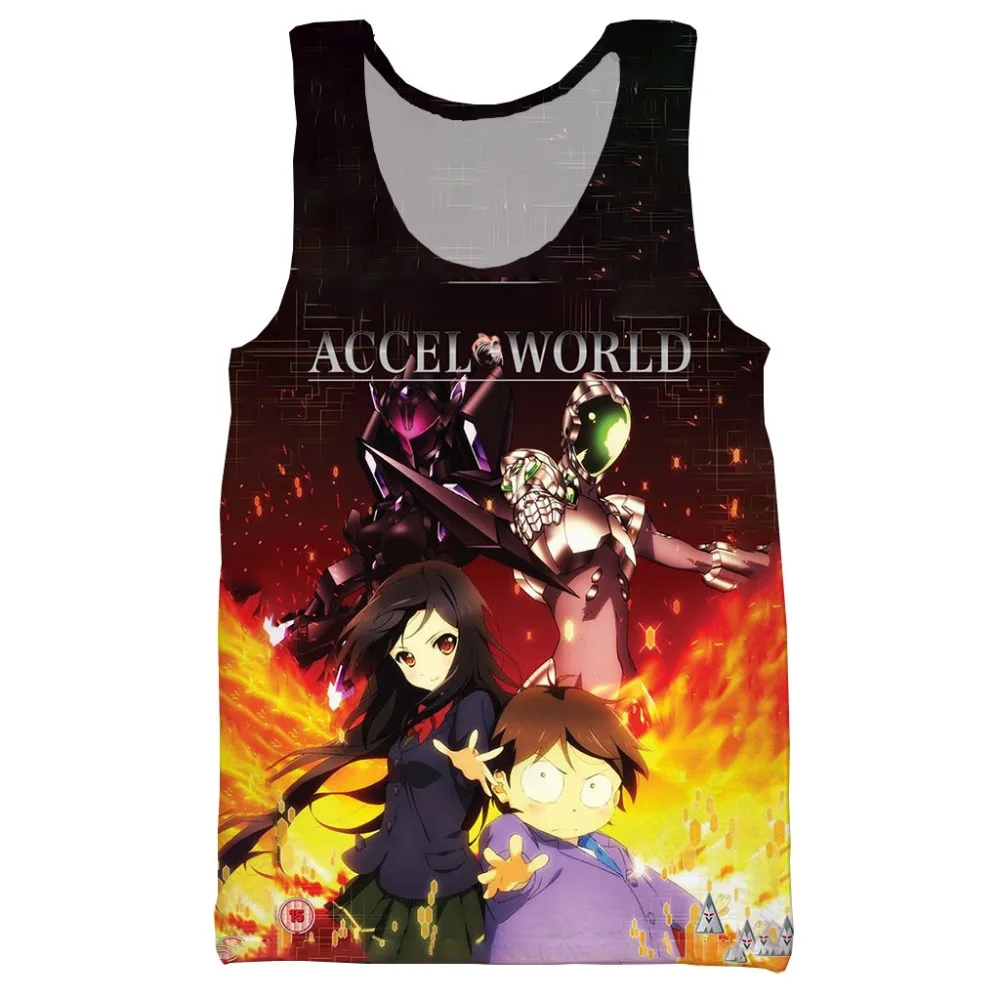 Аниме Accel World 3D Печатный Топ на бретелях для мужчин модный крутой летний топ на бретелях для работы Мужские Женские топы топ на бретелях