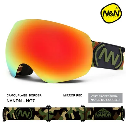 NANDN бренд лыжные очки двухслойные УФ 400 Анти-туман большие Лыжные маски очки лыжные очки для мужчин и женщин Снег Сноубординг очки - Цвет: Camouflage Red