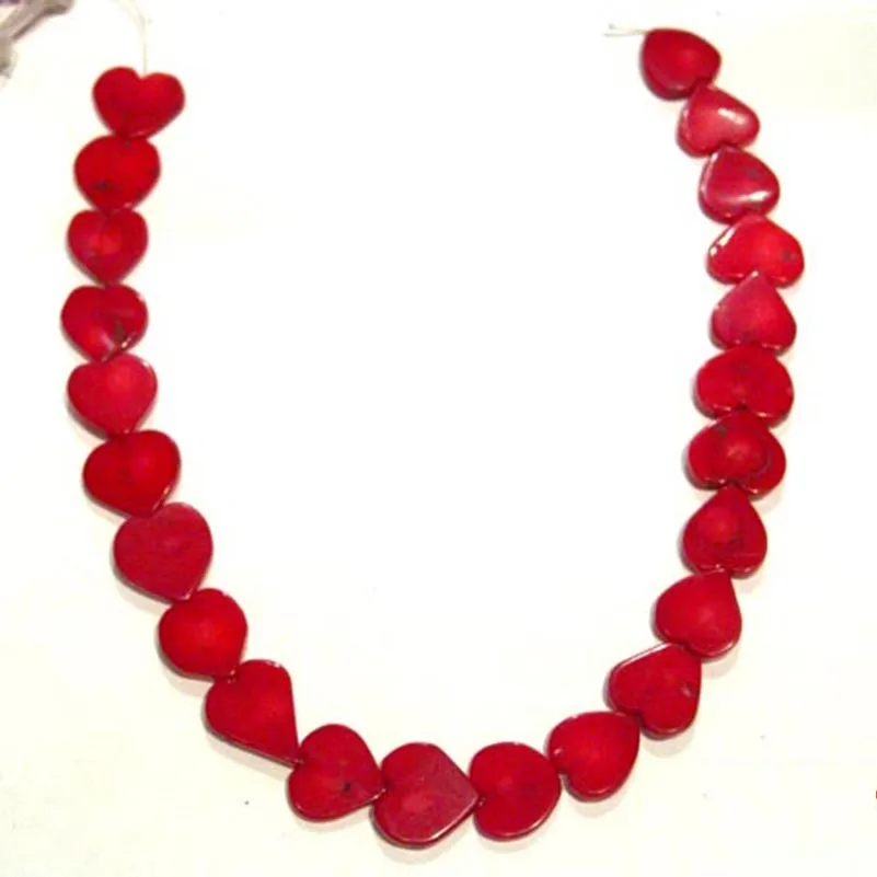 

JYX Wholesale 16.5-17mm Hear-shaped Red Coral Beads Loose String DIY Handmade Gemstone 16"