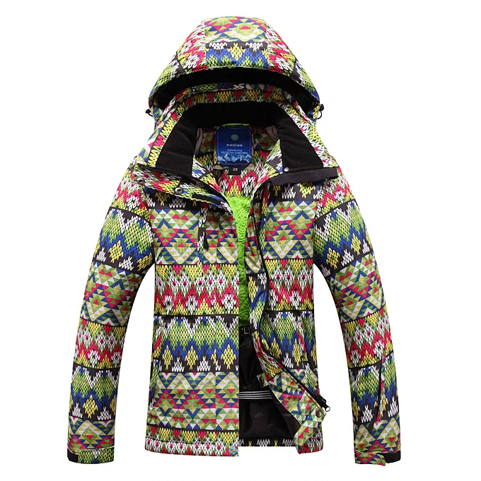 Новинка, зимние лыжные куртки, Женская куртка, высокое качество, ветрозащитная, водонепроницаемая, теплая, цветная, яркая, лыжная куртка для женщин
