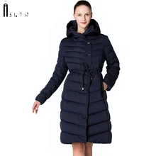 ASLTW, Женское зимнее пальто, новое, повседневное, модное, для женщин, высокое качество, парка, пальто, длинное, с капюшоном, с поясом, бренд размера плюс 4XL, теплые куртки