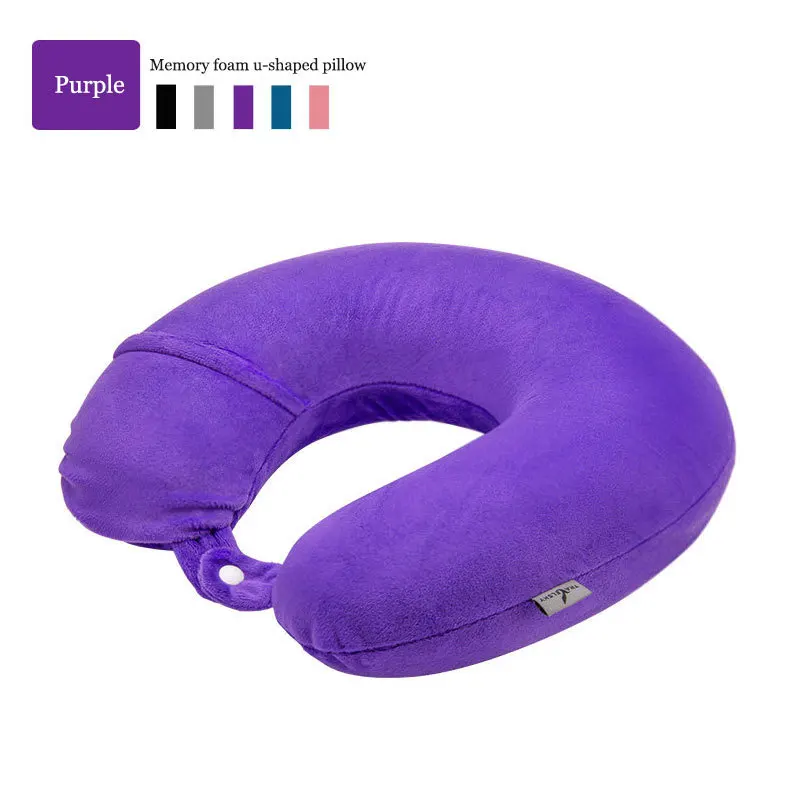 Travelsky портативный путешествия подушка для шеи u-образная Подушка Съемный удобные дышащие дорожная подушка для самолета - Цвет: purple