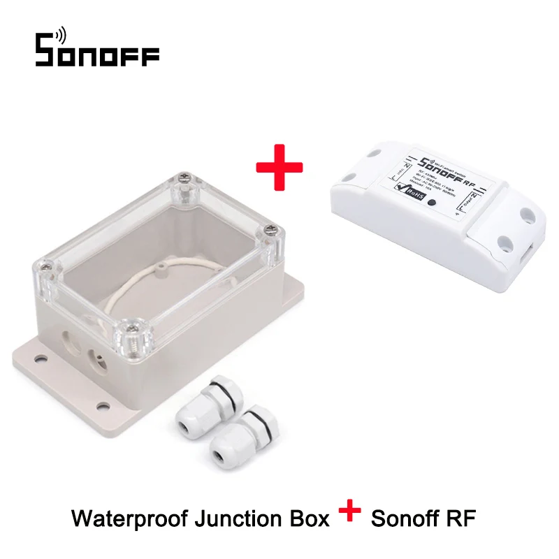 Интеллектуальный выключатель света Sonoff IP66 Водонепроницаемый распределительная коробка, Водонепроницаемый чехол водостойкий корпус Поддержка Sonoff Basic/RF/Dual/Pow Применение для дождливые дни - Комплект: Box add RF