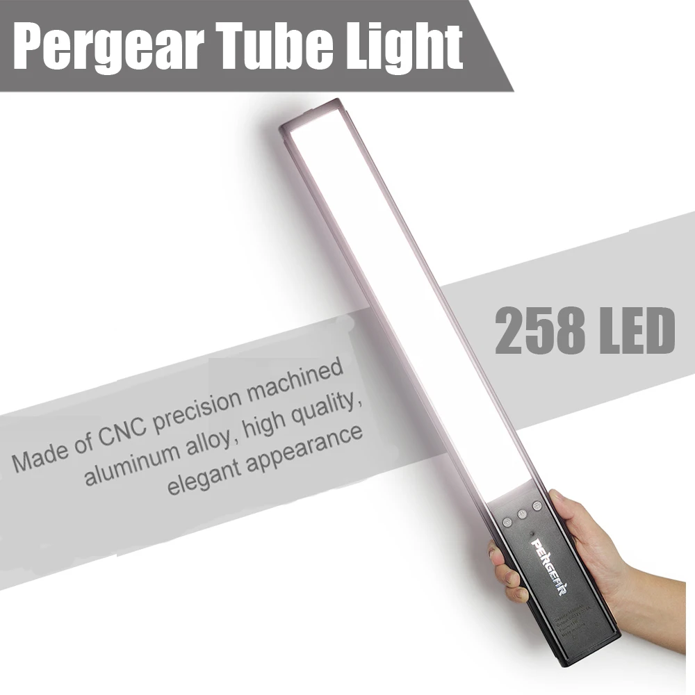 

Pergear 258 LED Video Tube Light 5600K with 1/4" Screw Hole 3 Color Filters (white, yellow, red) for Indoor Outdoor Shooting