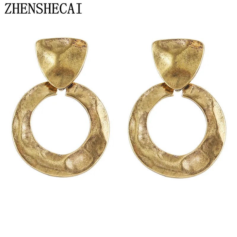 

Vintage Round metal stud Earrings For Women Retro Antique Gold Silver Simple Europe Stud Earrings Jewelry Female Brincos e0359