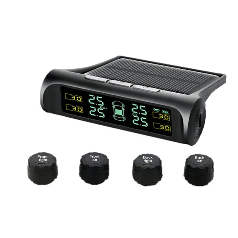 Умная Автомобильная TPMS Солнечная заплатка для автомобильной покрышки система обнаружения давления Солнечная зарядка цифровой ЖК-монитор Автомобильная аварийная система безопасности
