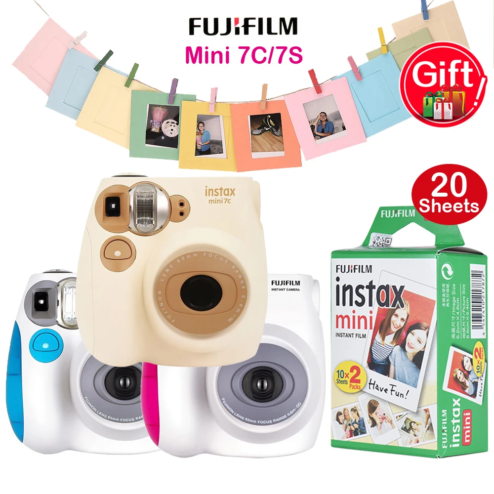 

Fujifilm Instax Mini 7c/7s Instant Camera Film Cam Auto-focusing +20Sheets Fimls Christmas New Year Festival Gift for Boys Girls