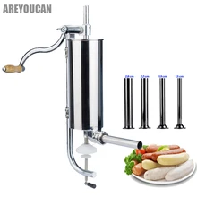 Haushalt 4l manuelle wurst fleisch stuffer edelstahl hand betrieben fleisch prozessor maker vertikale wurstfüllmaschine