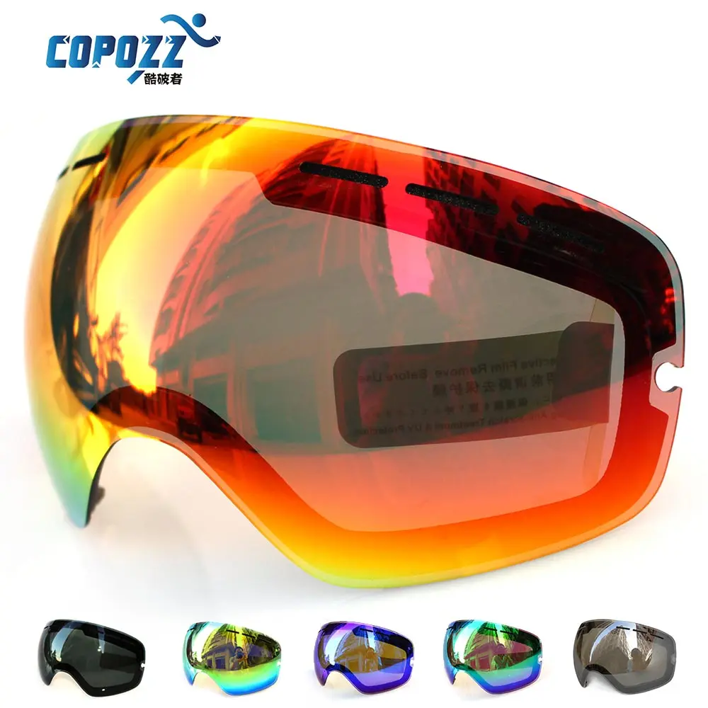 Lens for ski goggles COPOZZ GOG-201 anti-fog UV400 large spherical ski glasses snow goggles eyewear lenses