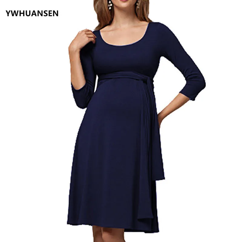 

Loose Plain Pregnant Woman Dress Long Sleeve Clothes For Breastfeeding Casual Vestido Maternidad For Lactating Moms