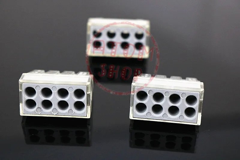 

(773-108) Universal Compact Push Wire Connector For Junction Box 8 Pin Conductor Terminal Block For AWG 18-14 /PCT 108
