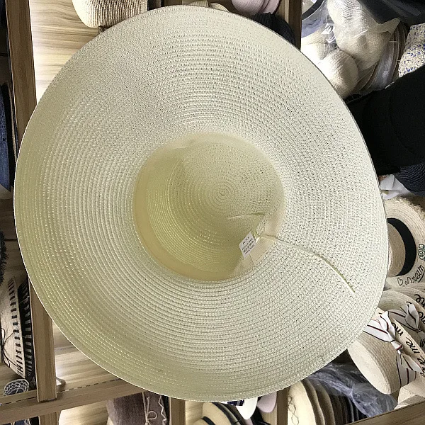 axi-4-solid sBritish big factory produce design summer Black white Hepburn elegant lady straw leisure cap women bucket hat