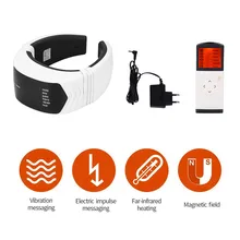 Health Care Smart Rechargeable Far Infrared Heat Neck Massager Neck Cervical Traction Collar Therapy Pain Relief Stimulator health care smart rechargeable usb infrared heating neck massager electric relax cervical treatment acupuncture stimulator