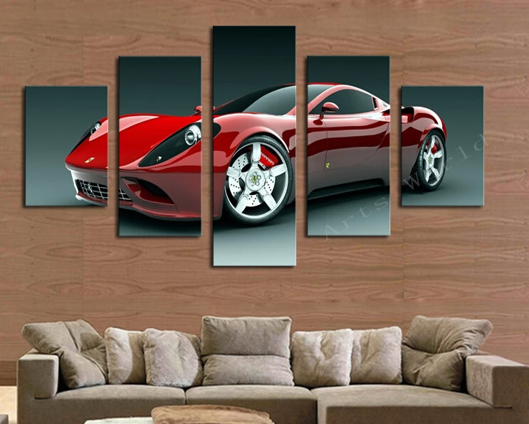 5 шт. красный спортивный автомобиль стены Книги по искусству картина украшение