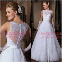 vestido noiva a line lace applique princess wedding dresses with long train sheer back sexy vestido de noiva free shipping