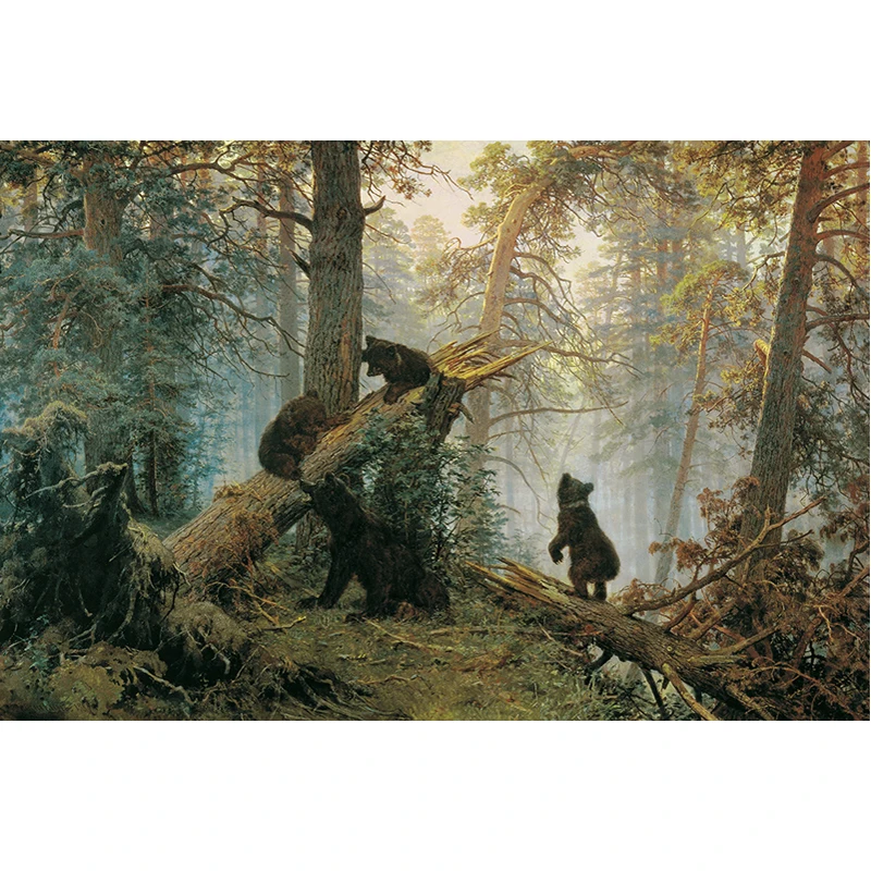 

GLymg DIY Diamond Craft Painting Full Drill 5D Diamond Embroidery Morning In A Pine Forest Mosaic Gift Diamond Wall Arts Decor