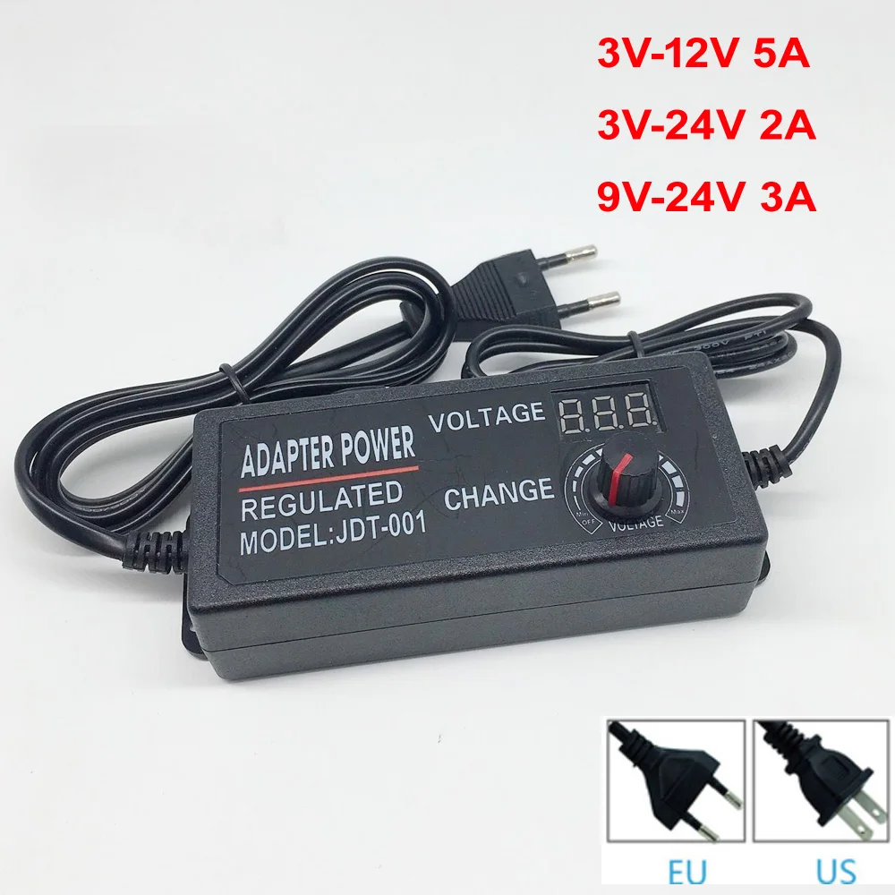 

Adjustable AC to DC 3V-12V 3V-24V 9V-24V Universal adapter with display screen voltage Regulated power supply adatpor 3 12 24 v