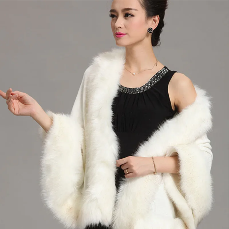 Fashion Women Faux Fur Coat Leather Grass Fox Fur Collar Ponchos And Capes Bridal Wedding Dress Shawl Cape Lady Wool Fur Coat Fashion Women Faux Fur Coat Leather Grass Fox Fur Collar Ponchos And Capes Bridal Wedding Dress Shawl Cape Lady Wool Fur Coat