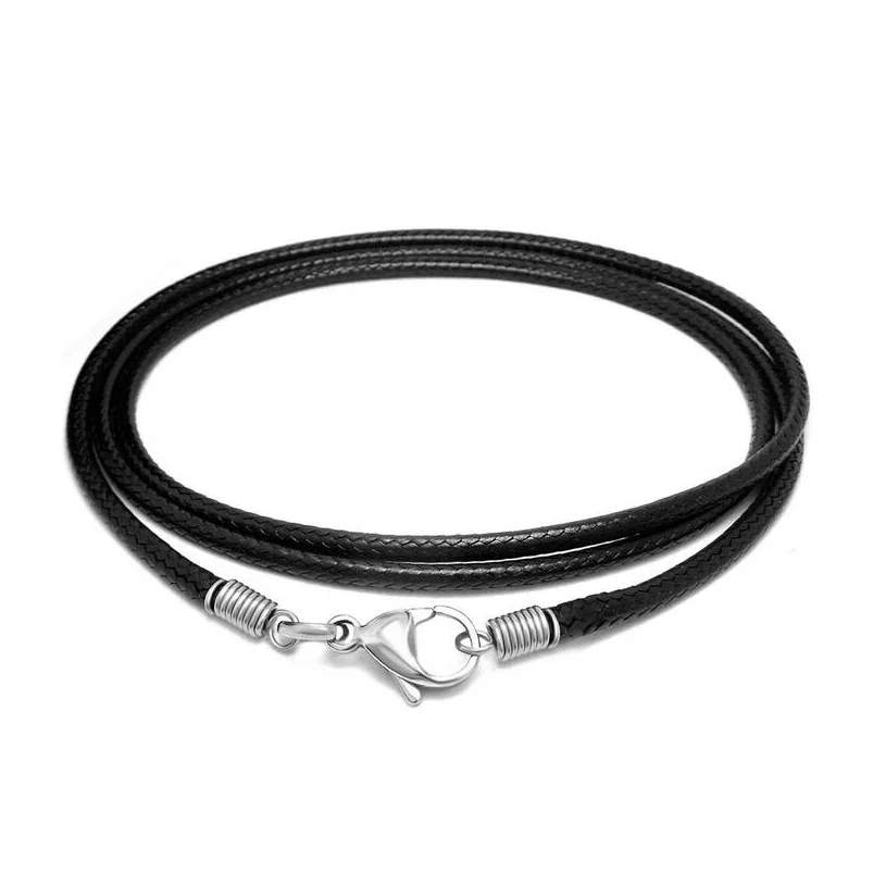 

Simple black braided flax wax rope necklace Korean men's fashion men's necklace