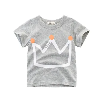 

Summer short sleeve tops girls clothing casual wear Crown Print T-Shirts children's tshirt tees O-Neck toddler boy clothes blue