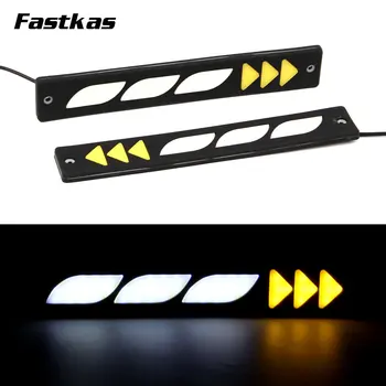 

12v Flexible Daytime Running Light Waterproof LED COB DRL White Day Light Fog Light Yellow Turning Signal Cars Running Light