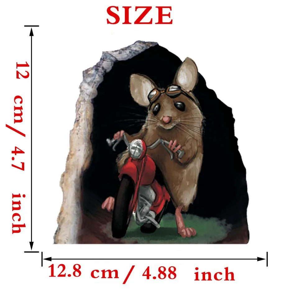3d забавные наклейки с изображением мыши, креативное красочное украшение для угла стены для детских комнат, наклейки с животными, домашний декор, виниловые наклейки, подарок - Цвет: Черный