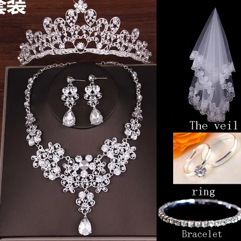 Модная одежда со стразами; Casamento Conjuntos de Joias De Noiva Casamento Joias Acessorios de Noiva Tiara Colar Brinco - Окраска металла: Fig