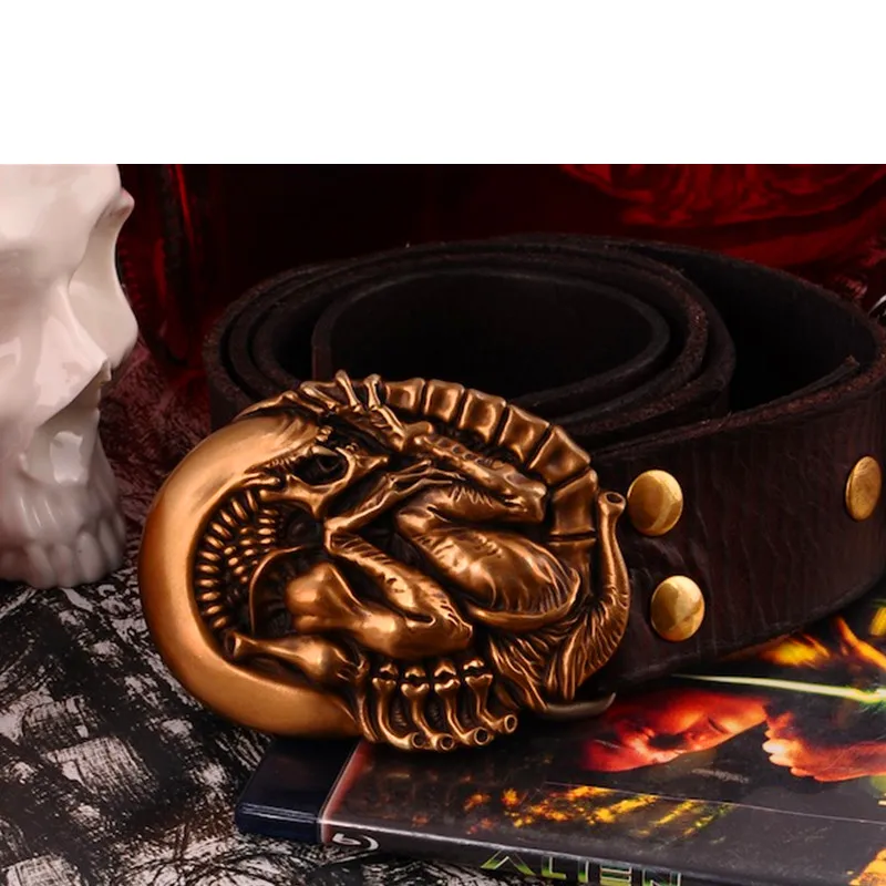 

Alien vs. Predato AVP Statue Decoration Exquisite Bronze Belt Buckle Bust Leather Belt Collectible Model Boxed T110