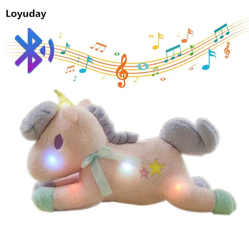

New Luminous Led Smart Bluetooth Music Unicorn Plush Toy Soft Flashing Stuffed Animal Unicornio Doll Children Kids Gift