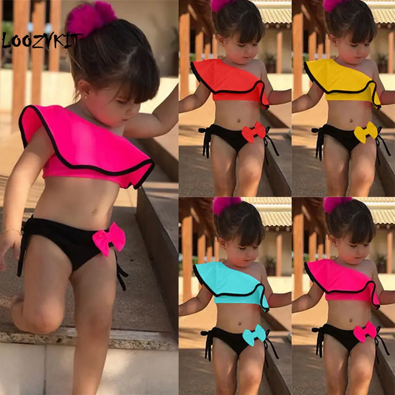 

Loozykit 2019 Baby Kids Girl Two Piece Swimsuit Summer Child Swimwear For Water Sports Bikini Swim Dress Beach Bathing Costume