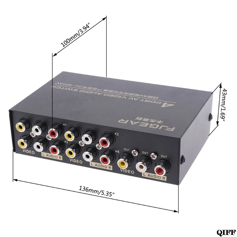 Прямая поставка и 4 порта AV аудио видео RCA 4 входа 1 выход Переключатель Селектор сплиттер коробка APR28