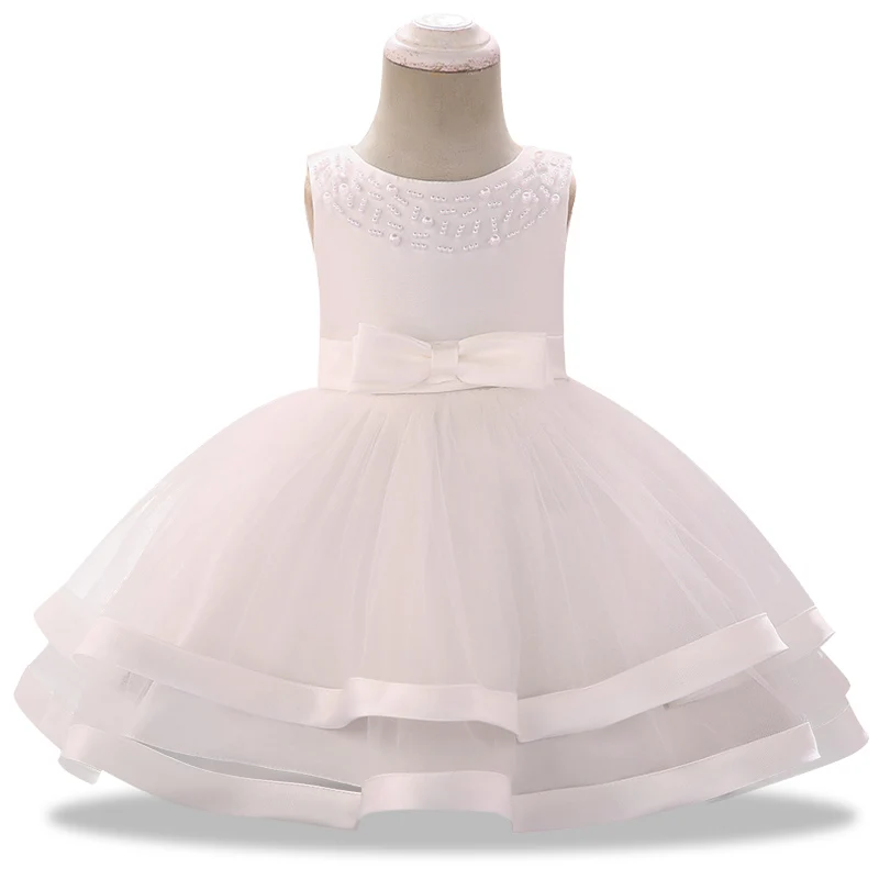 Новогоднее платье для маленьких девочек 0-24 мес., 1 год, платья на день рождения для маленьких девочек, кружевное платье принцессы для дня рождения, Vestido - Цвет: White