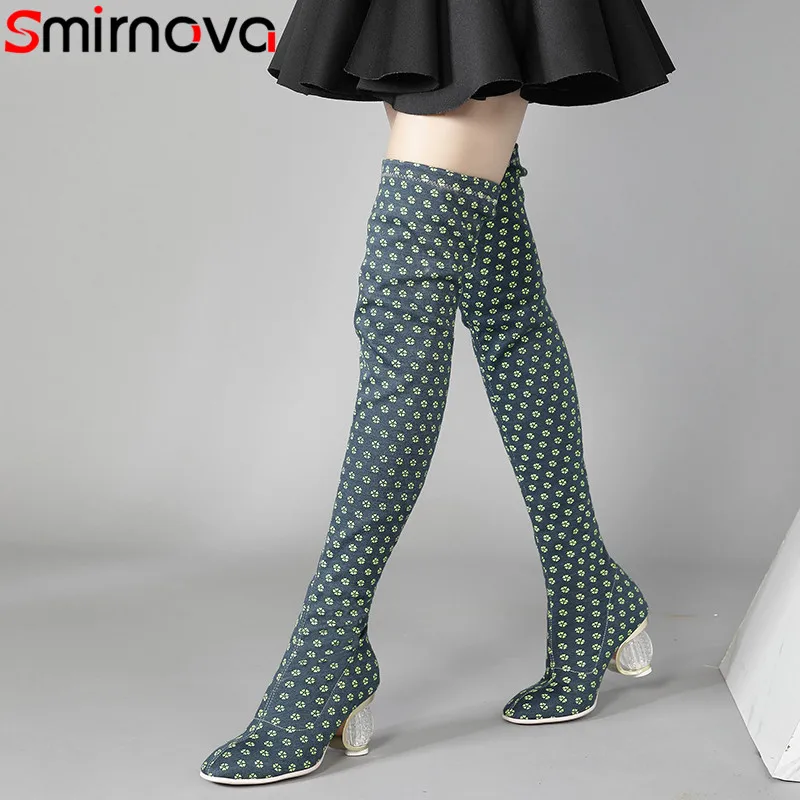 

Smirnova big size 35-43 fashion autumn winter shoes woman elegant prom over the knee boots high heels Elastic boots women