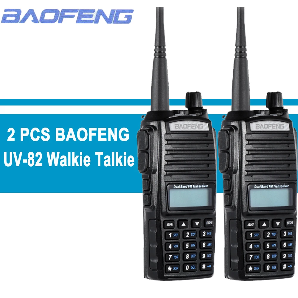 2pcs Baofeng UV-82 Walkie Talkie 10km Hunting Ham Radio PTT Two Way Radio CB Radio VHF UHF Dual-Band Transceiver UV82 128CH