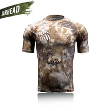 Мужские Компрессионные спортивные лосины с круглым вырезом и короткими рукавами, футболки, быстросохнущие футболки для фитнеса, тренажерного зала, охота в джунглях, камуфляжная быстросохнущая футболка s-xl