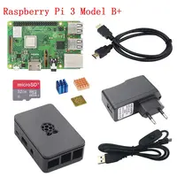 In Stock RS Raspberry Pi 3 Model B+ Starter kit RPI 3B+ Plus Board+ABS Case+Power Adapter+Heat Sink+16G 32G SD Card+HDMI Cable
