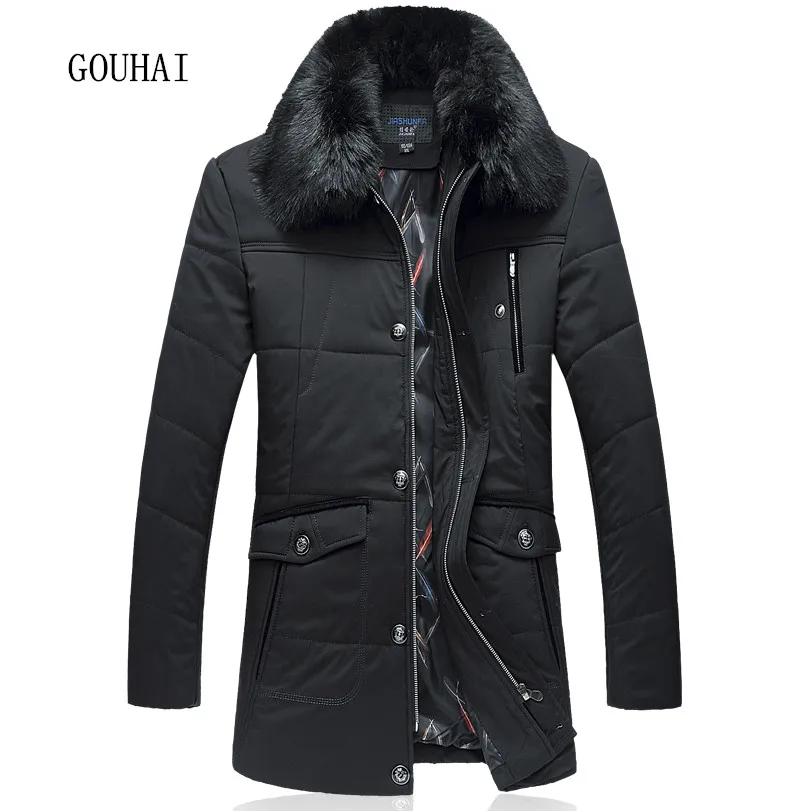 Men Parkas Cotton Thick Warm Long Jacket Business Plus Size L-7XL 2016 Man Fur Collar Down Coat Winter Windproof Overcoats