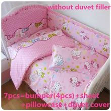 Акция! 6/7 шт. мультфильм детские постельные принадлежности, одеяло Cover100% хлопок занавес кроватки бампер, 120*60/120*70 см