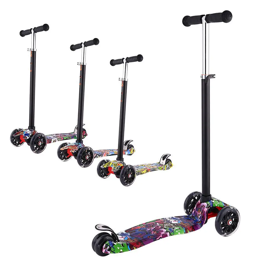 

2019 Colorful Flash Roller Scooter New Aluminum Alloy Kick Scooter T Style Adjustable Handle Bar Best Gifts for Children Kids