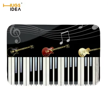 

HUGSIDEA Living Room/Bedroom Rug Antiskid Soft Carpet Music Notes with Piano Keyboard 3D Print Creative Mats Bathroom Floor Rugs