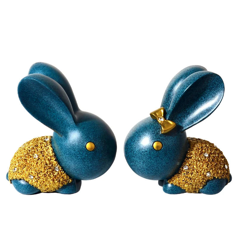 

couple rabbits craft figurine modern home accessories animal small furnishings cute bunny handicrafts ornaments wedding gift