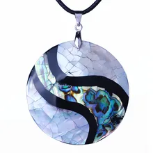 Ручной работы натуральный Abalone shell Подвеска круглой формы модное колье ожерелье для женщин и мужчин