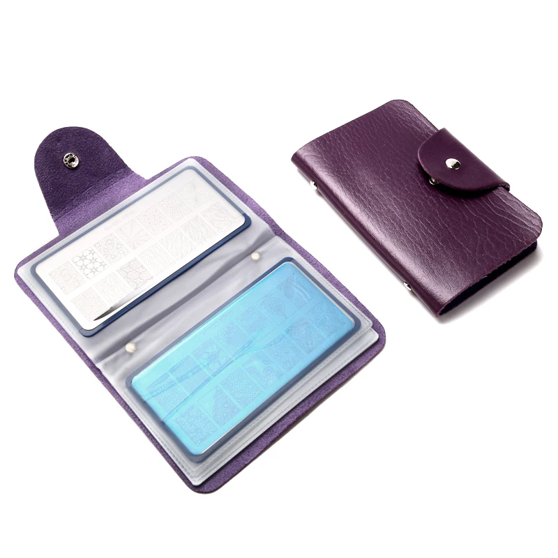 

16Slots PU Leather Nail Art Stamping Image Plate Case for Dia 9.5X14.5cm Stencil Nail Stamp Template Holder Album Storage