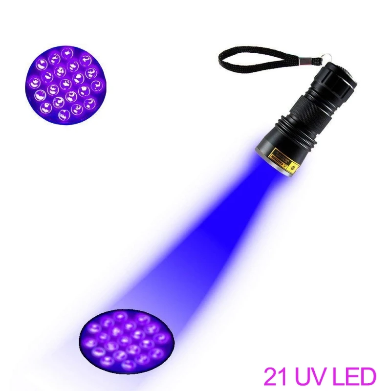 UV Flashlight 21LED 12LED UV Light 395-400nm LED UV Flashlights linterna torch Ultraviolet Black Light lamp