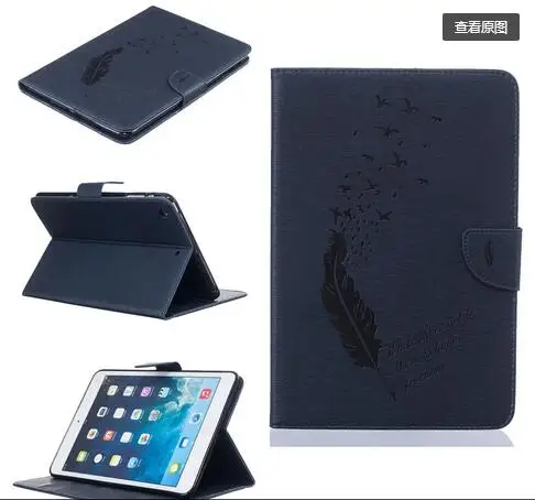 ПУ для iPad 6 Air 2 таблетки чехол кожаный бумажник флип подставка, гнездо для карточек для Apple iPad6 Air2 мини+ ручка - Цвет: Синий